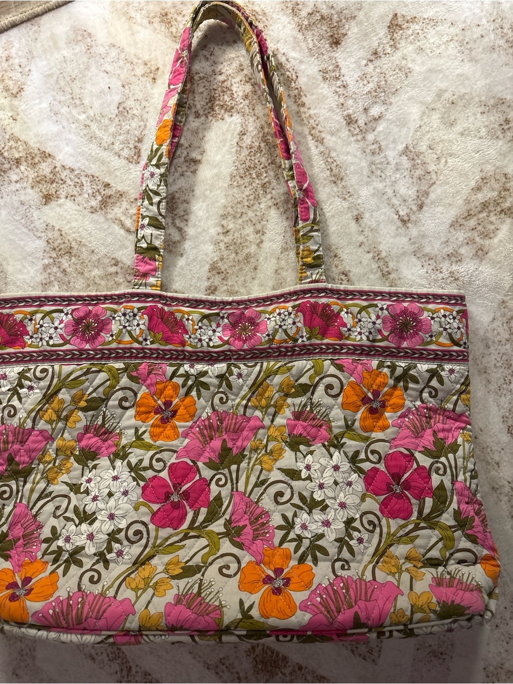 Vera Bradley tote shoulder bag in the retired "Tea Garden" floral pattern